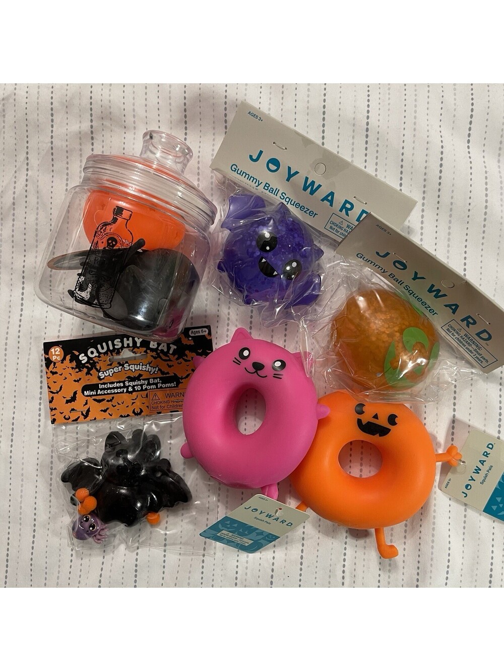 HALLOWEEN SQUISHY BUNDLE LOT OF 7 SUGAR SQUEEZE SENSORY W/ SPOOKY JAR NEW